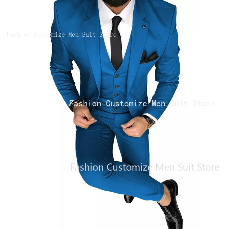 Latest Olive Green Men Suits for Groom 3 Piece Classic Wedding Tuxedo Notched Lapel Best Man Slim Fit Blazer trajes de hombre