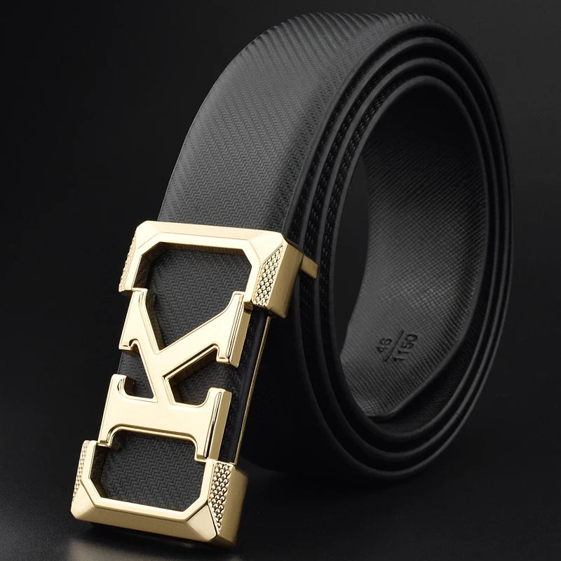 High Quality White Belt Boy Fashion Designer Casual Coskin Leather Metal Buckle Belt K Letter Men Belt