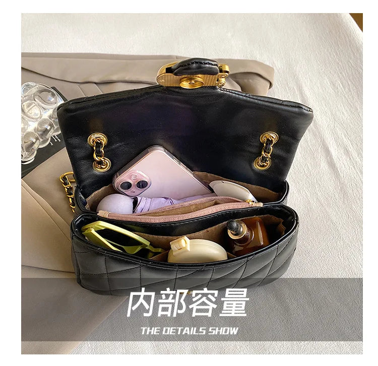 Luxury Fashion Women's Chain Handbag PU Leather Girls Shoulder Messenger Bag Brand lightweight Commuting Bag Tassel Square Bag