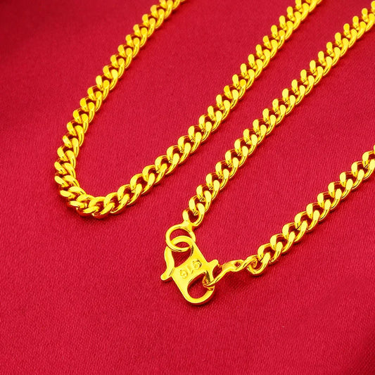 Women's 24K Gold S-Clasp Necklace, AU999 Fine Gold, Stylish & Versatile