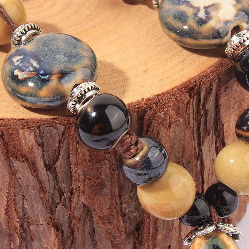 Women's New Necklace Ethnic Handmade Pendant Boho Ceramic Chain Tassel Necklace Jewelry Jewelry Dropshipping