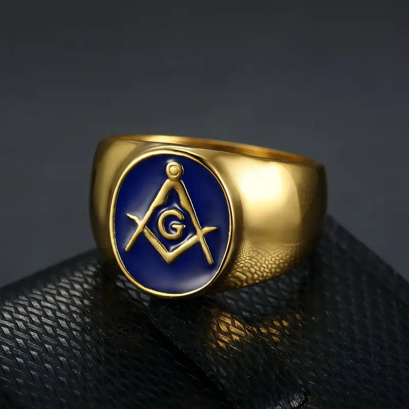 Hip hop Freemason Ring Gold-Color Cool Men Masonic Rings For Men Wedding Ring Bands USA Size 7 to 12