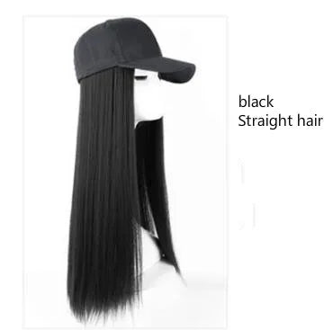Long Straight Hat Wig Natural Brown Wigs Connect Synthetic Synthetic Baseball Cap Hair Wig Hat Wig Adjustable for Women