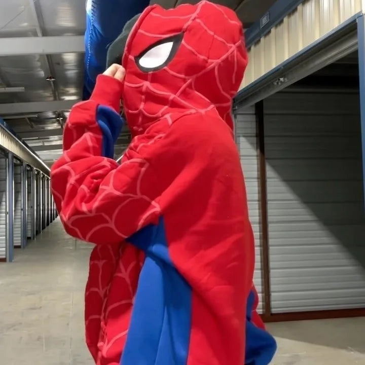 New Gothic Dark Spider Print Hooded Cardigan Women's Zip Loose Jacket Tops Woman