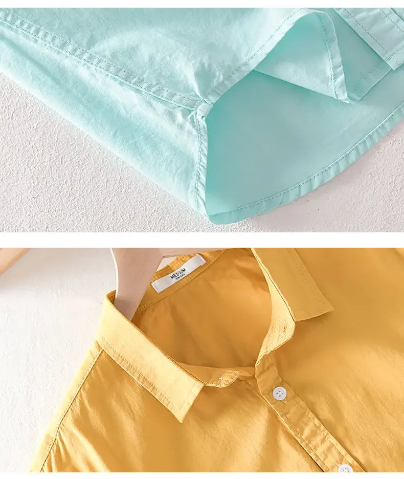 Men's Clothing Short Sleeve Shirt Square Neck Business Casual Cotton Workwear Stylish Summer Top Trendy New