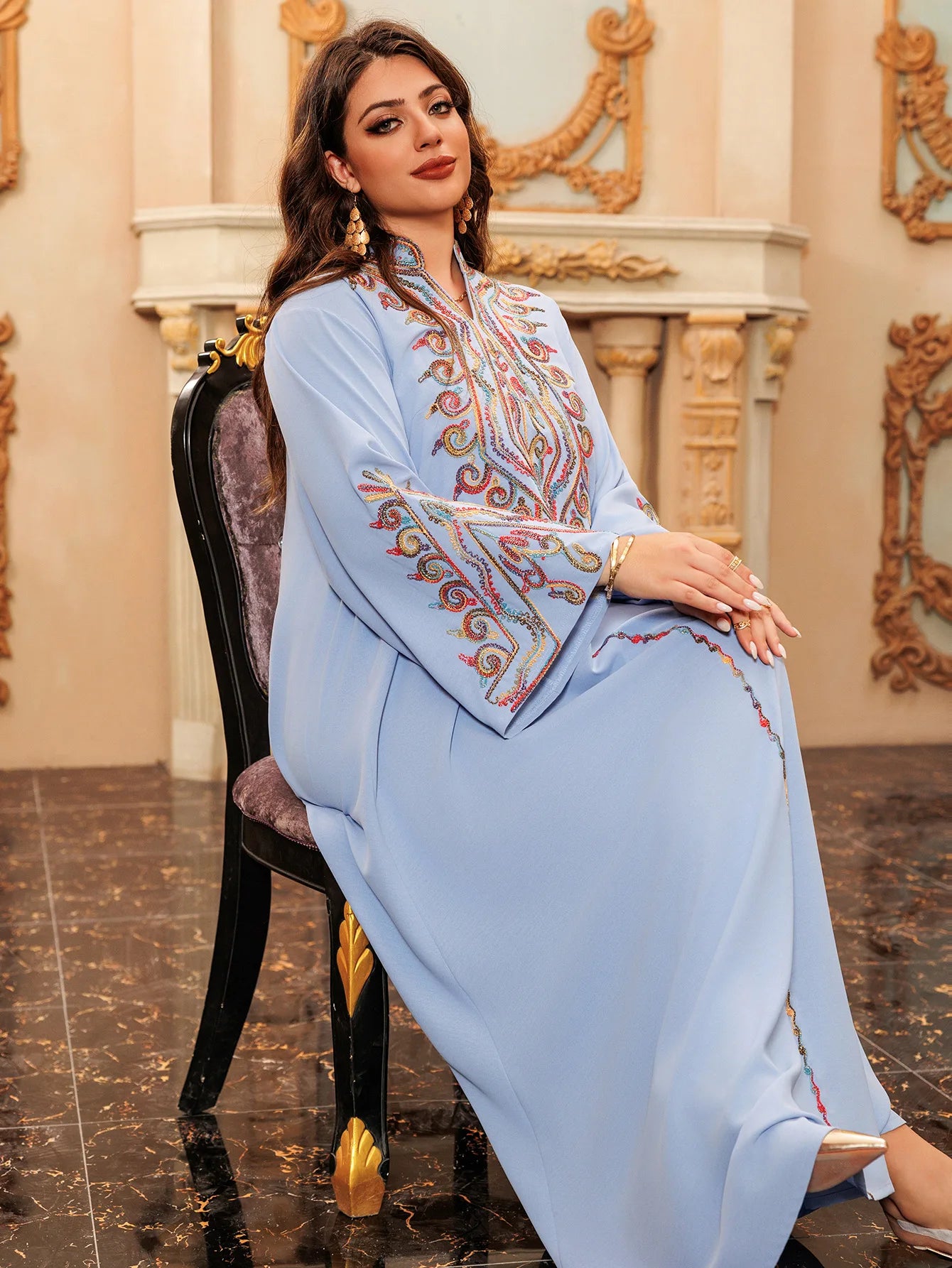 Ramadan Abaya for Women Muslim Embroidery Dress Dubai Kaftan Turkey Arab Robe Eid Djellaba Caftan Marocain Femme Jalabiya Kebaya