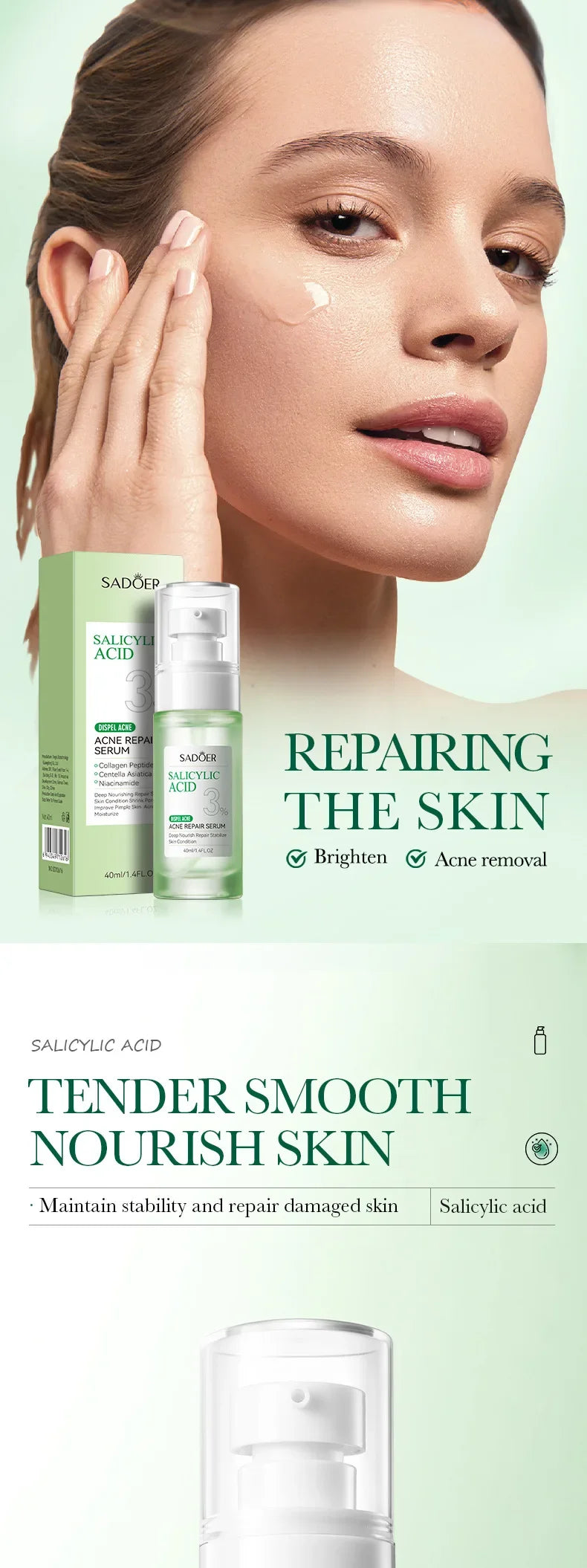 Salicylic Acid Cleansing Essence Lotion Moisturizing and Hydrating Face Cream Acne Amino Acid Skin Care Series