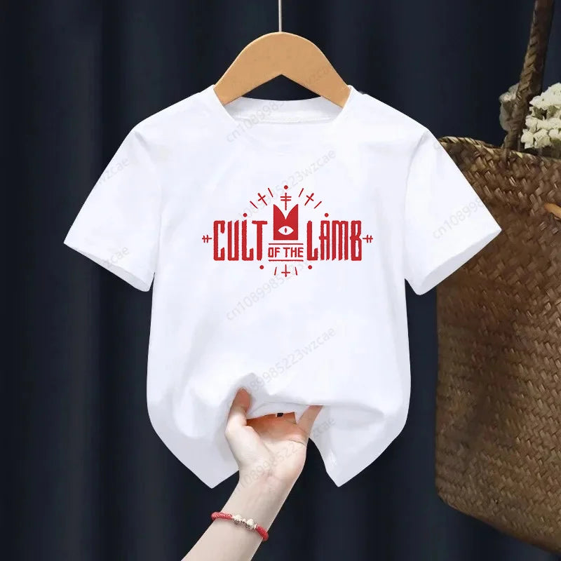 Kids Summer Girls & Boys Funny Tshirt Children Print Cartoon Cult of The Lamb T-shirt Fashion Casual Baby Clothes