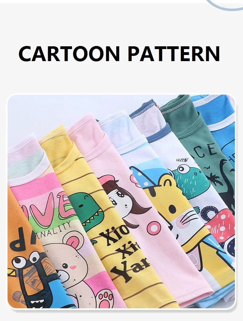 Kids Clothes T-Shirt  Children's Clothing  Boys Girls Summer Cartoon Tops Short Sleeve Clothes 100% Cotton Baby Clothing