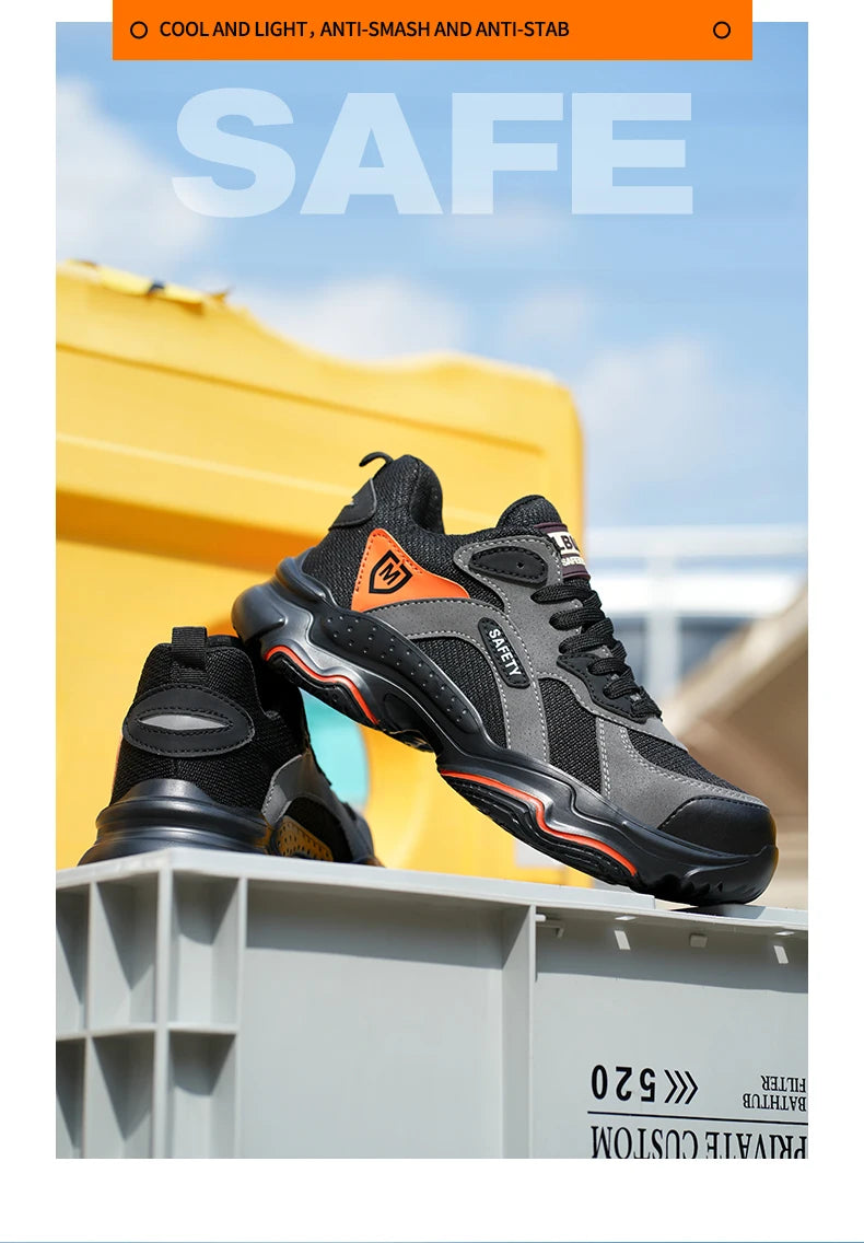 Work Sneakers for Men Safety Shoes Anti-smash Anti puncture Indestructible Shoes Breathable comfort Steel Toe Protection Shoes