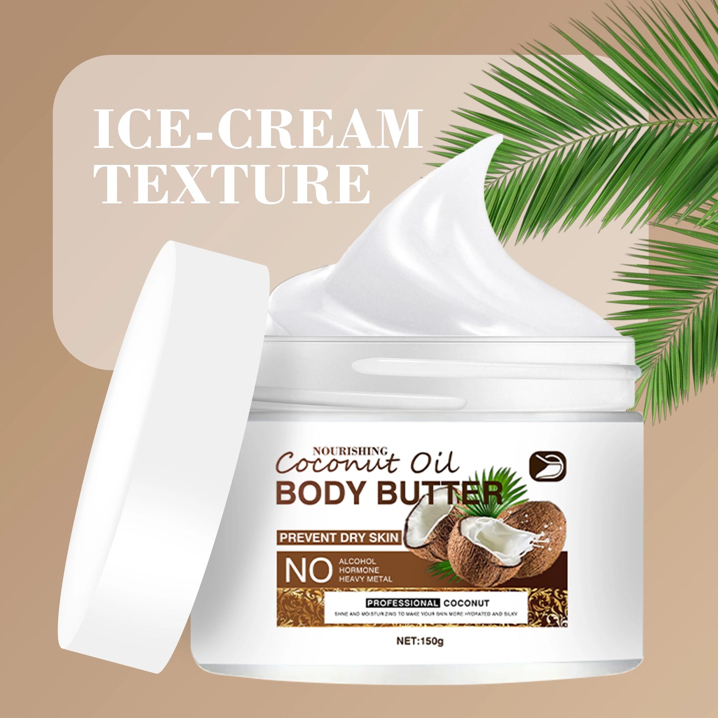Ottilavie Coconut Oil Body Cream: With Coconut Oil & Aloe, Deep Hydration for All Skin Types, Non-Greasy, Ideal Gift