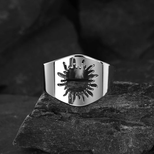 Gothic Sun Signet Rings Men Punk Hip Hop Jewelry Stainless Steel Sunflower Vintage Gold Color Trendy Minimalist Rings for women