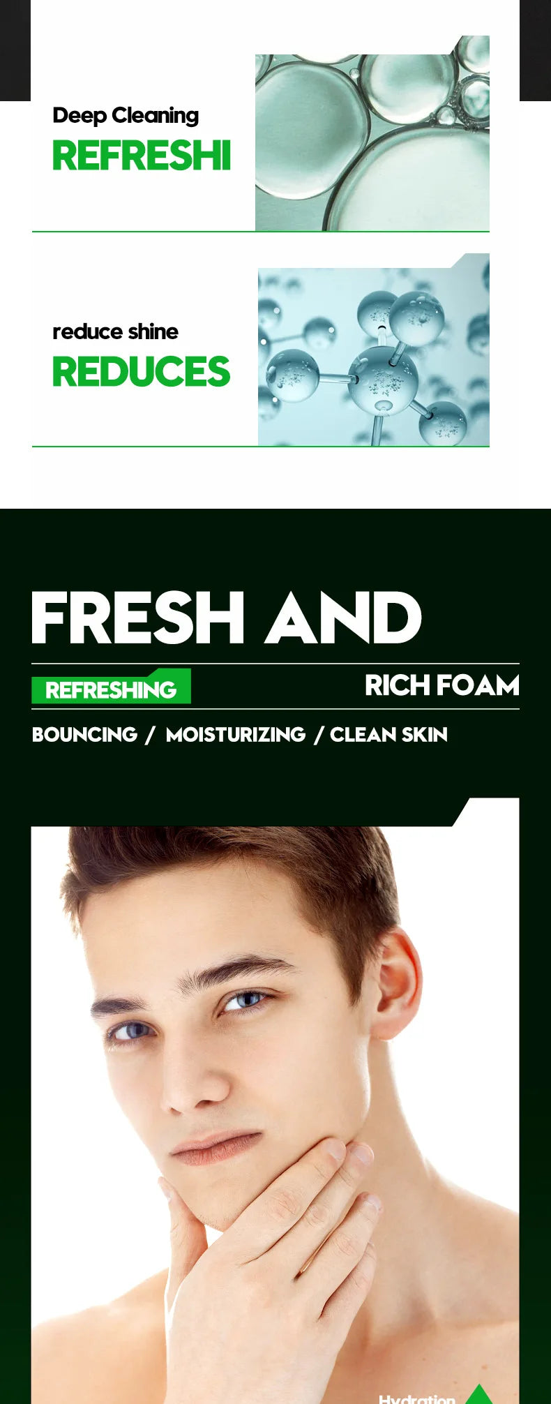 Cool Facial cleanser Refreshing Fragrance Deep Cleansing Moisturizing Moisturizing Pore Tightening Men's Facial Cleanser