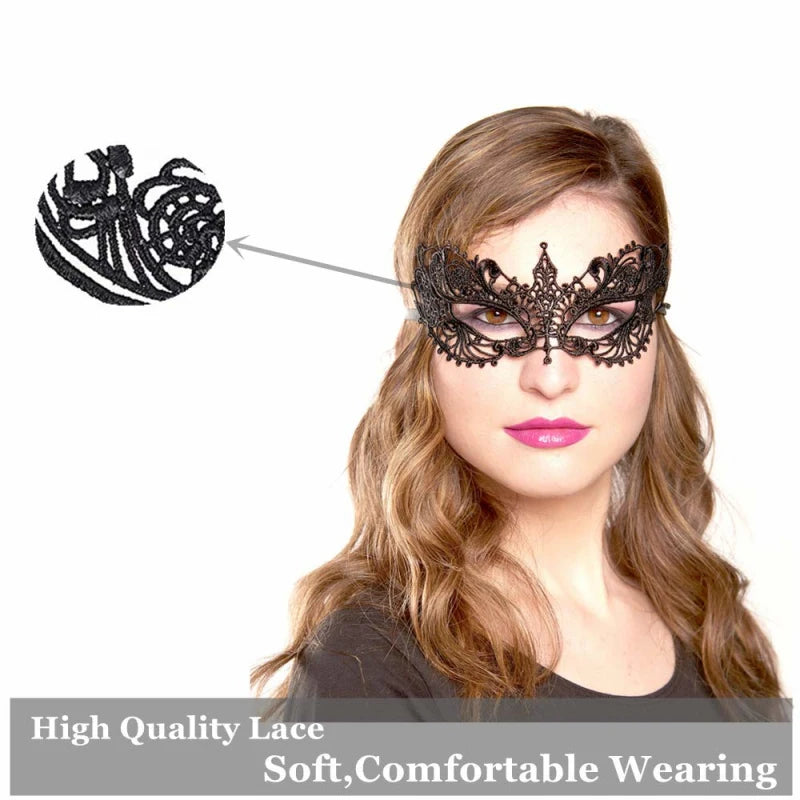 Women Carnival Mask Hollow Lace Masquerade Face Mask Princess Prom Party Props Black Eye Mask Halloween Costume for Women