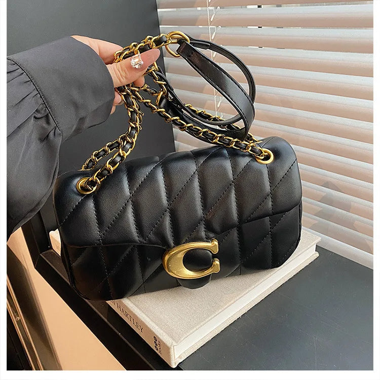Luxury Fashion Women's Chain Handbag PU Leather Girls Shoulder Messenger Bag Brand lightweight Commuting Bag Tassel Square Bag
