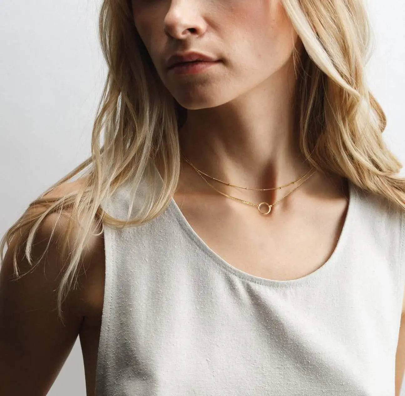 Stainless steel necklace for women Double necklace Vintage Bohemian round pendant necklace jewelry