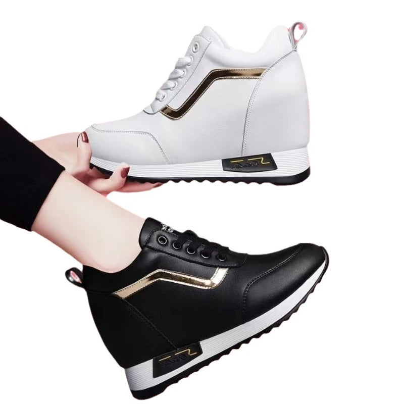 Hot Sale Hidden Heel Women's Shoes Casual Fashion High Quality 2025 New Leather Korean Version Thick Bottom Women Sports Shoes