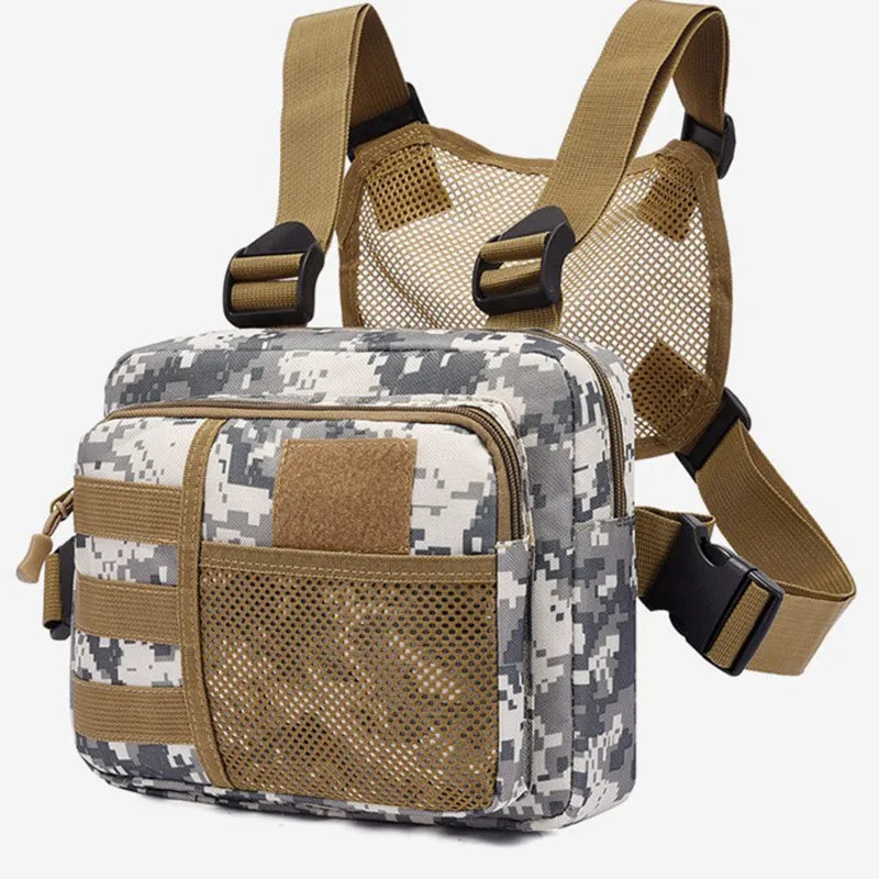 Unisex Multi-function Tactical Vest Fashion Hip-hop Streetwear Chest Rig Bag Waterproof Oxford Sport Backpack with Zipper Closure