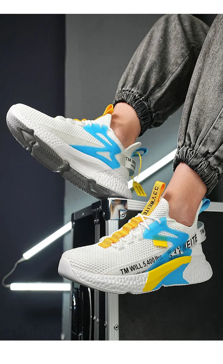 Men's new shoes sneakers light casual fashion running elastic leisure outdoor mesh summer sports tennis man walking 2025 size