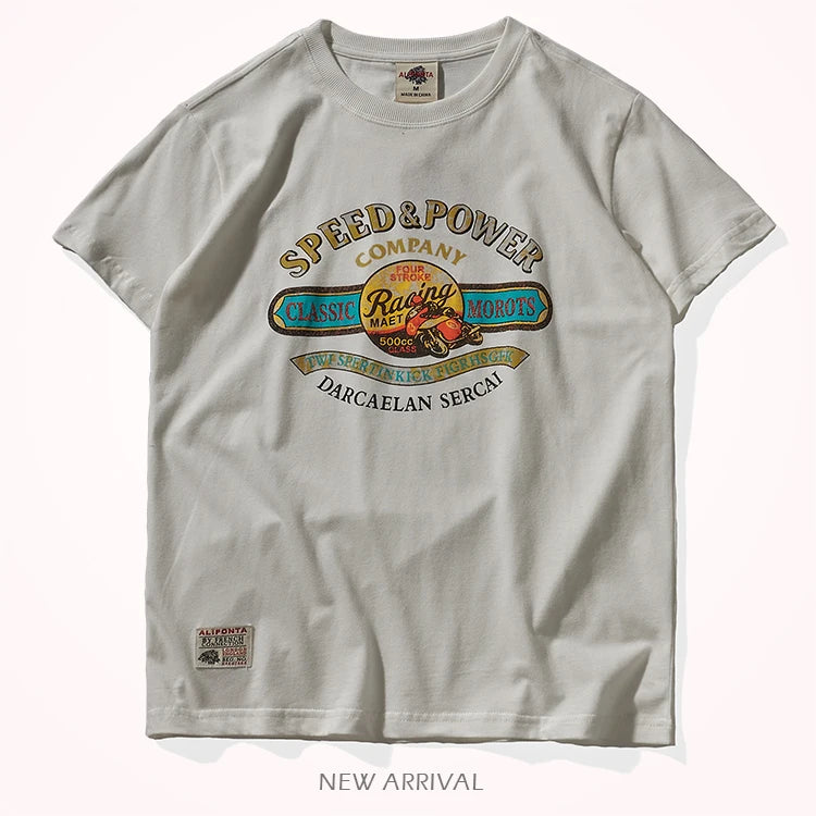 Short sleeve t-shirt men's European and American trend half sleeve washed cotton summer new youth leisure round neck T