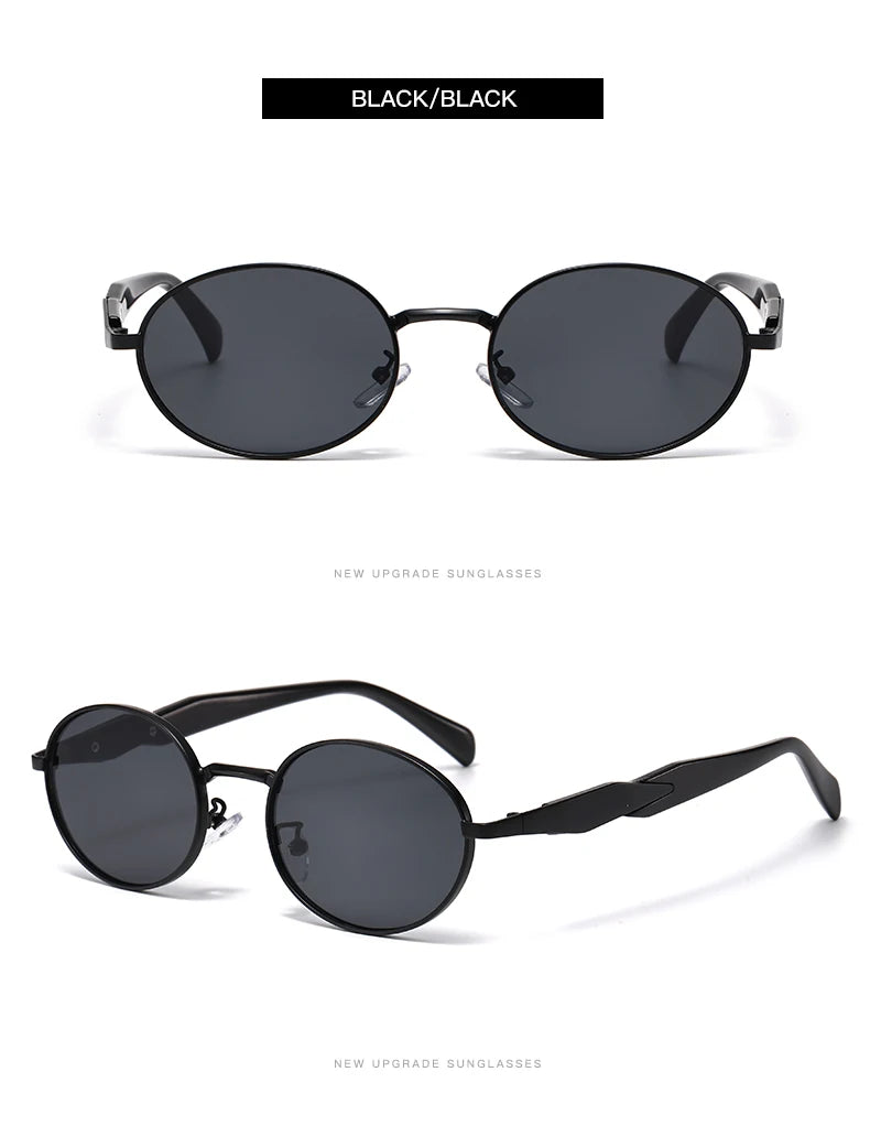 Car Sun Glasses 3pcs New  Metal Small Oval Sunglasses Women Trend High Quality Classic Men Luxury Brand Eyewear Unisex