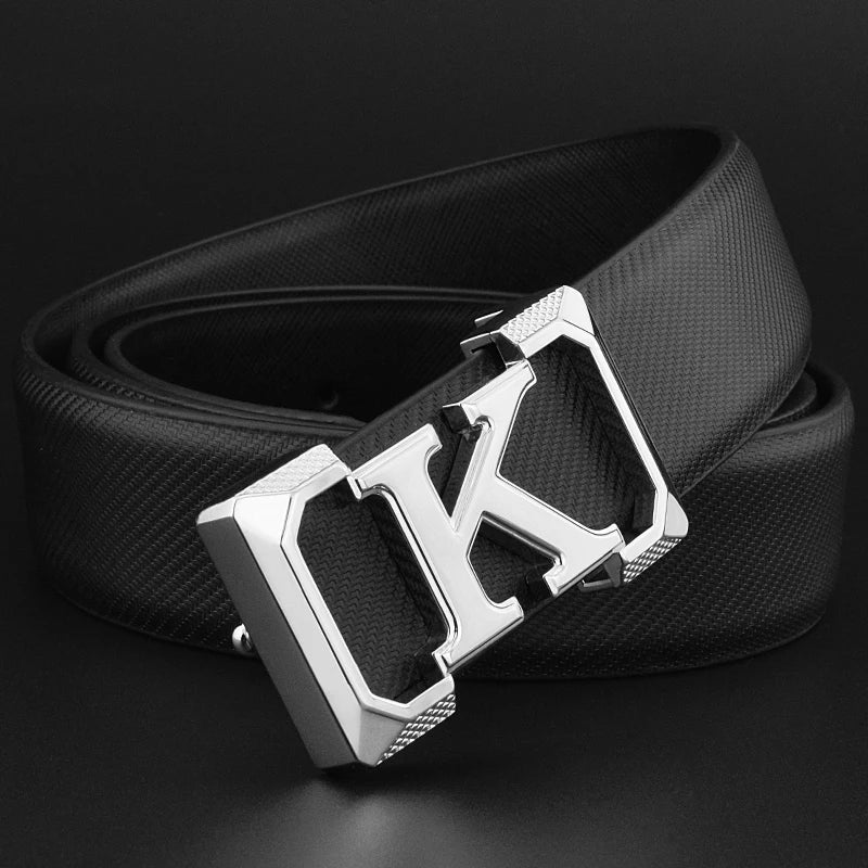 High Quality White Belt Boy Fashion Designer Casual Coskin Leather Metal Buckle Belt K Letter Men Belt