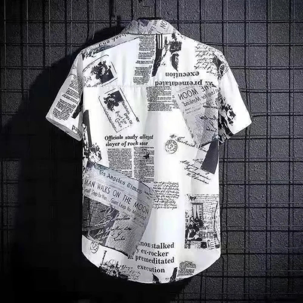 Men's Short Sleeve Shirts Summer Flower Print Top Men Hawaii Beach Outdoor Party Breathable Street Social Shirt