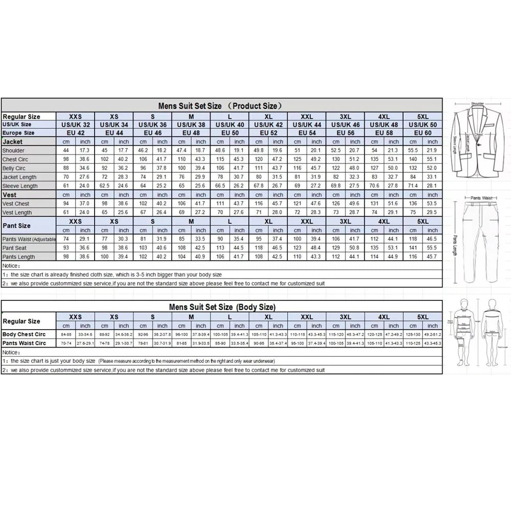 Men's Wedding Banquet 3-piece Suit Double Breasted Custom Men's Suit (Jacket, Vest and Trousers) Party Business Office Wear