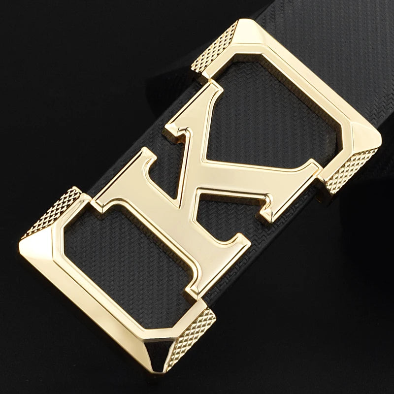 High Quality White Belt Boy Fashion Designer Casual Coskin Leather Metal Buckle Belt K Letter Men Belt