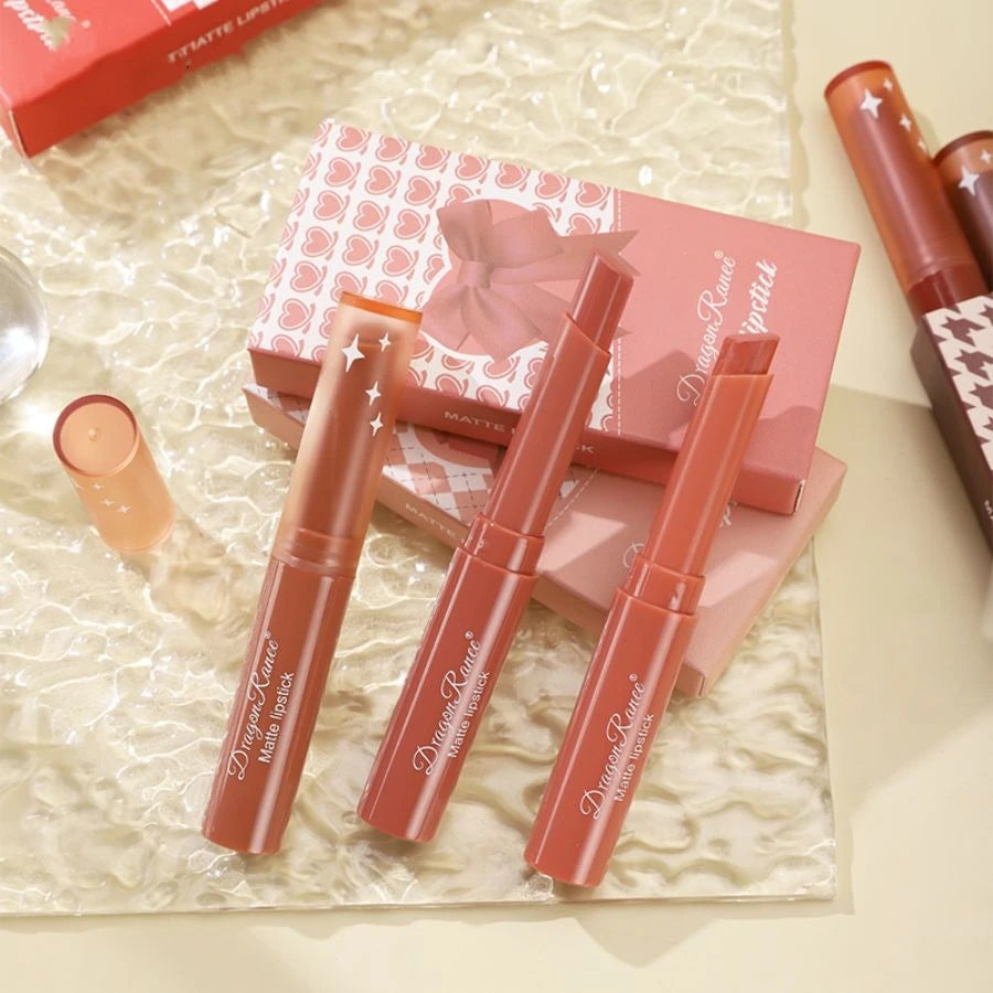 Matte Lipstick, Rich Color, Moisturizing Lip Gloss, Easy to Color, Lip Glaze, Rotating Lipstick Pen, Three-Pack Lipstick Pen, Valentine's Day Gift