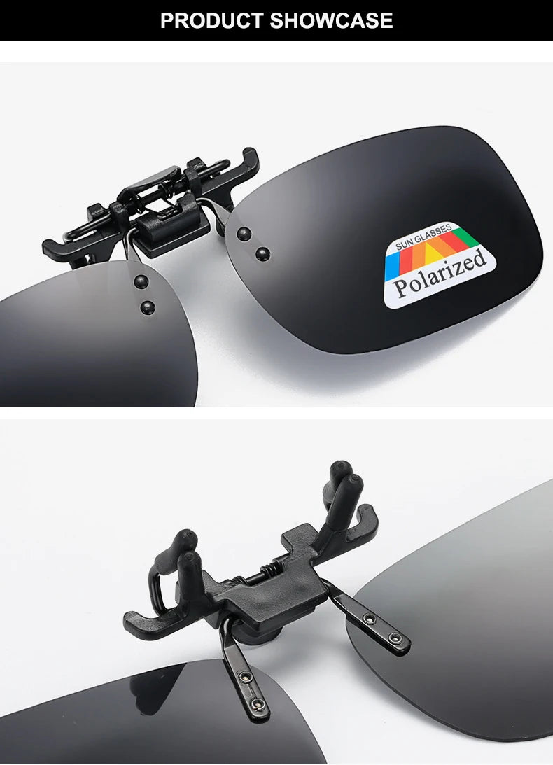Polarized Clip Sunglasses 2Pcs Set Myopia Glasses Clip Driver Fishing Night Vision Myopia Clipon Sun Shading Eyeglasses