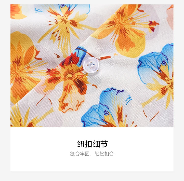 Men Loose Short Sleeve Shirt Trendy Printed Shirt Jacket