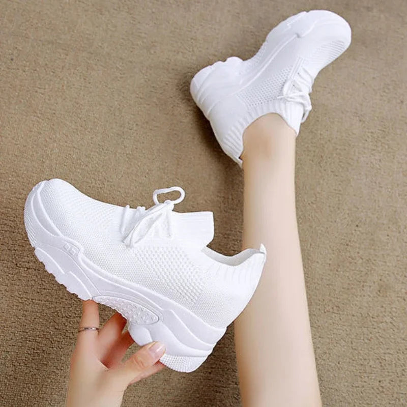 Hidden Heels Women Platform Sneakers Mesh Breathable Casual Shoes for Women Fashion Outdoor Women Running Shoes tenis de mujer