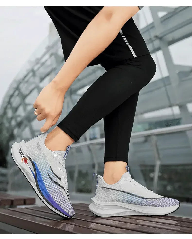 Marathon Air Cushion Carbon Plate Sports Running Shoes Men Breathable Lightweight Women's Comfortable Athletic Nonskid Sneakers