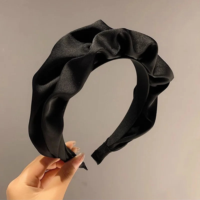 New Black Fold Simple Hairband For Women Girls Elegant Heighten Headband Hair Band Sweet Hair Hoop Fashion Hair Accessories