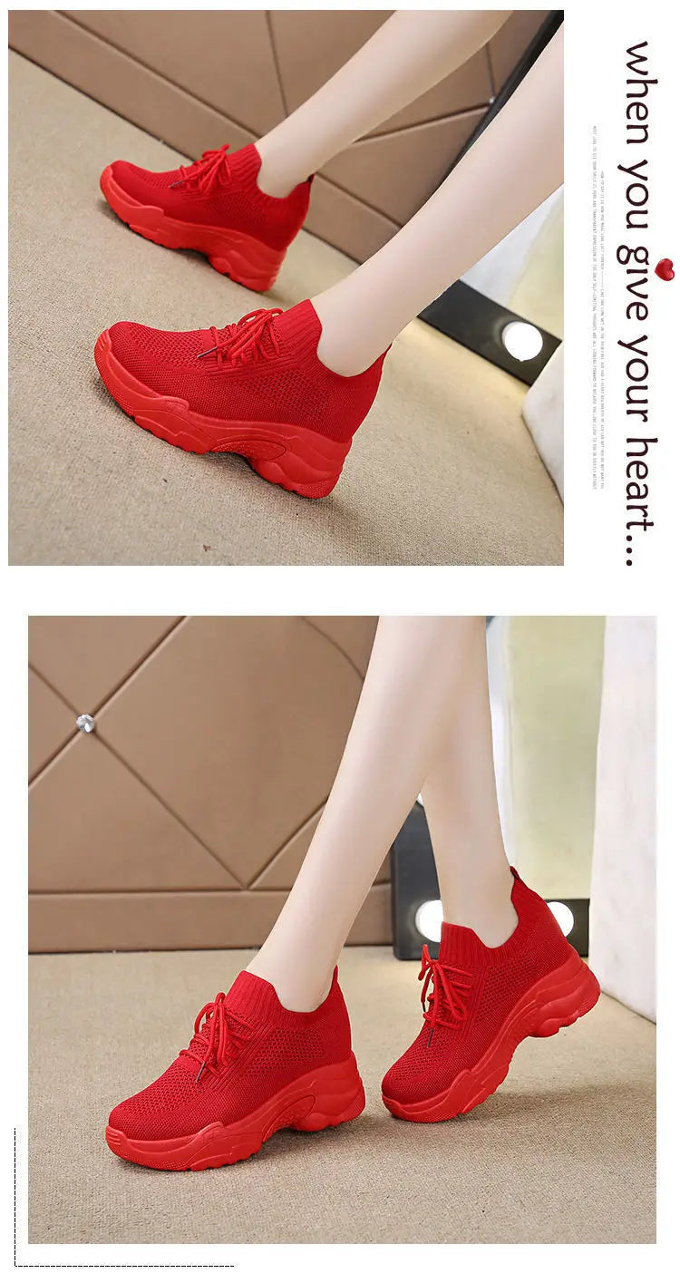 Hidden Heels Women Platform Sneakers Mesh Breathable Casual Shoes for Women Fashion Outdoor Women Running Shoes tenis de mujer
