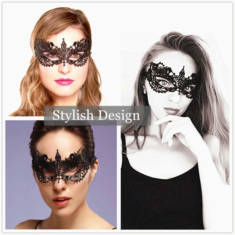 Women Carnival Mask Hollow Lace Masquerade Face Mask Princess Prom Party Props Black Eye Mask Halloween Costume for Women