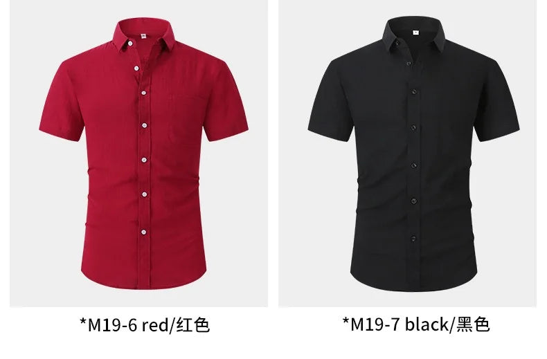 Men's short-sleeved shirts are casual, trendy, comfortable, cool on the street, versatile, simple and slimming in summer