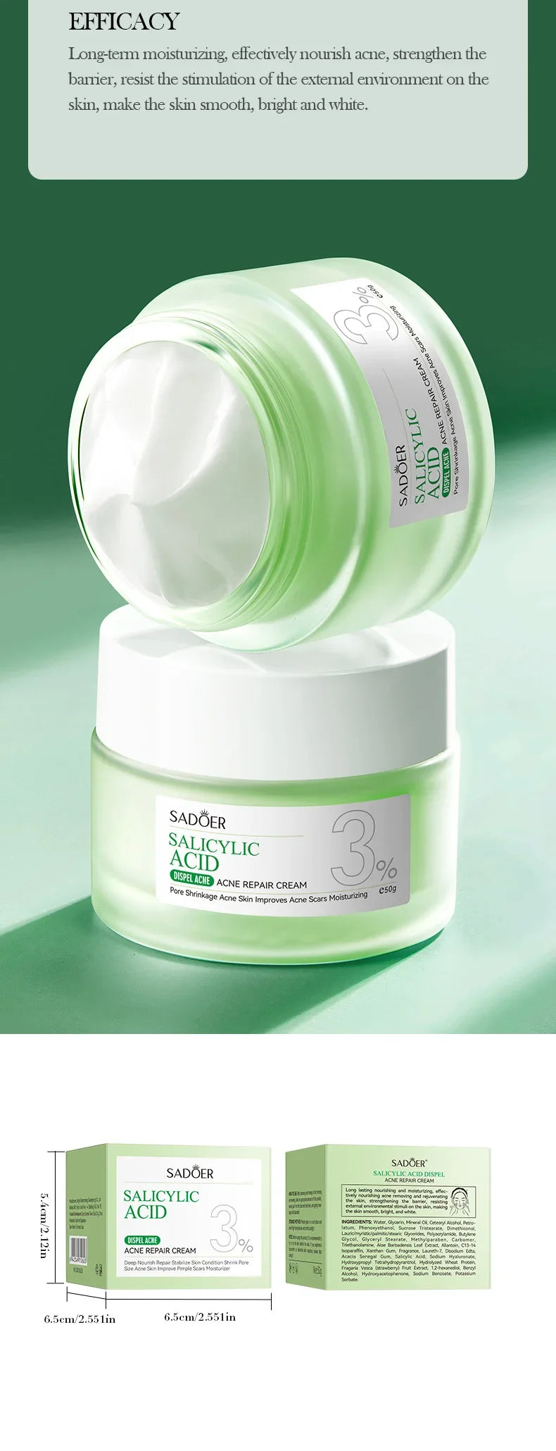 Salicylic Acid Cleansing Essence Lotion Moisturizing and Hydrating Face Cream Acne Amino Acid Skin Care Series