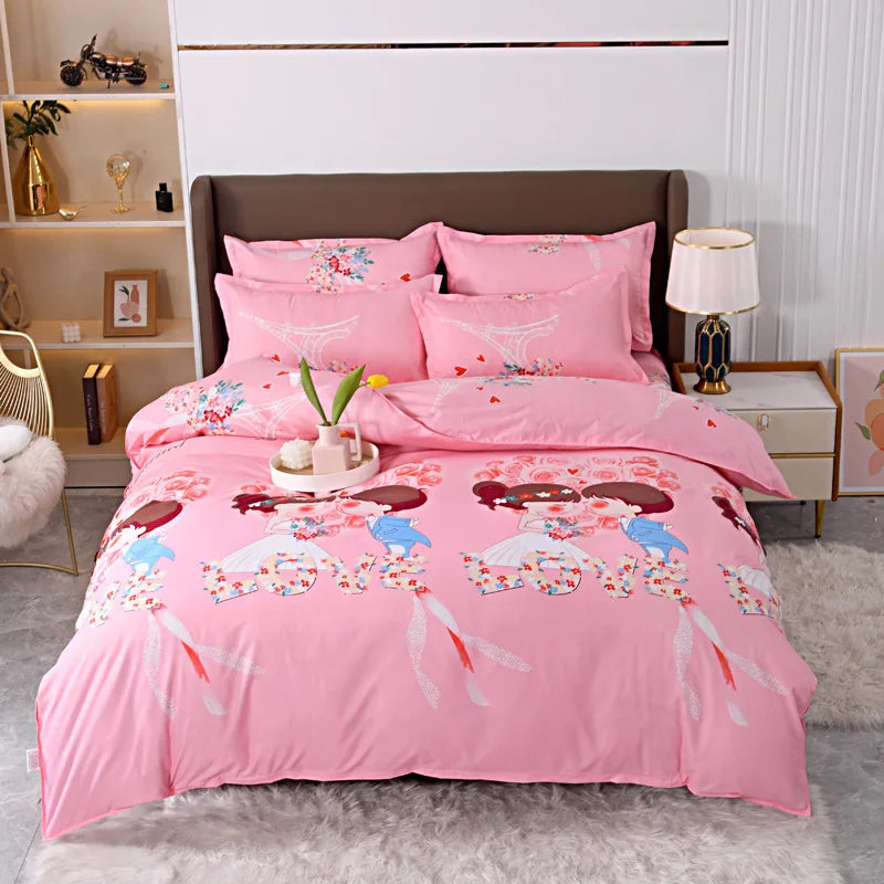 Single Pastoral Style Printed Comforter Cover 1 Pcs Skin Friendly Washed Cotton Quilt Cover Queen King Bedding for Four Seasons
