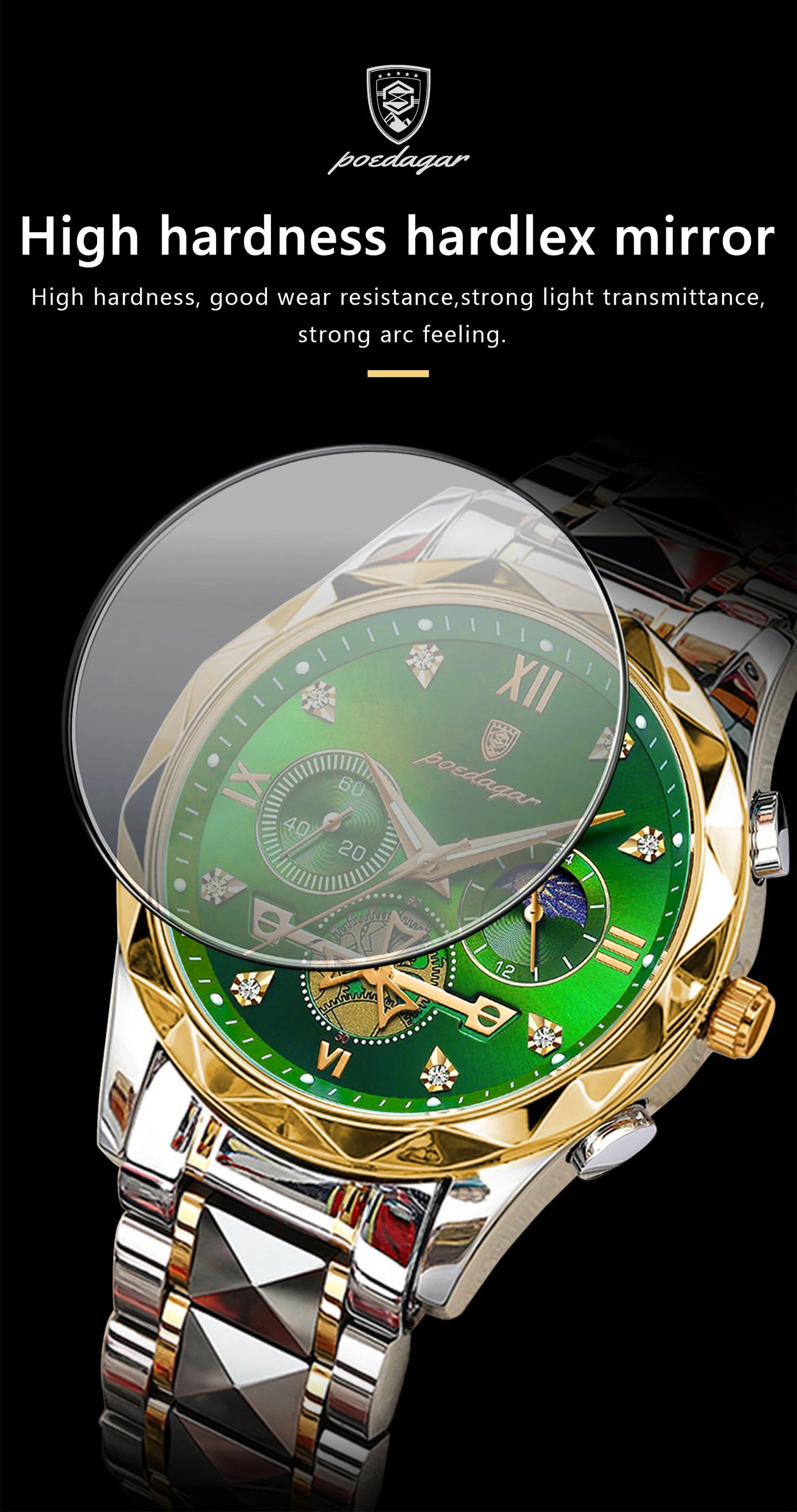 POEDAGAR Top Trendy Men Wristwatch Stainless Steel Chronograph Man Watch Waterproof Luminous Business Men's Quartz Watches Reloj