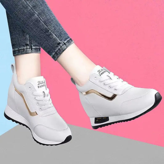 Hot Sale Hidden Heel Women's Shoes Casual Fashion High Quality 2025 New Leather Korean Version Thick Bottom Women Sports Shoes