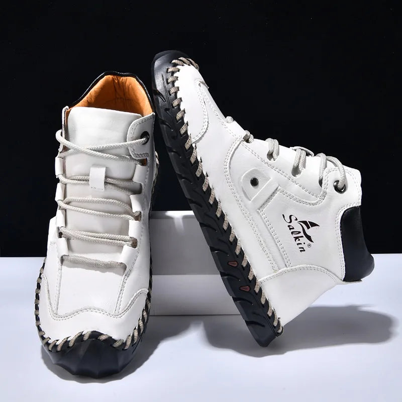 New 2025 Handmade Men Boots Design Sneakers Man Outdoor Casual Leather Men Shoes Ankle Boots Fall Breathable Hot Sale Men Shoes