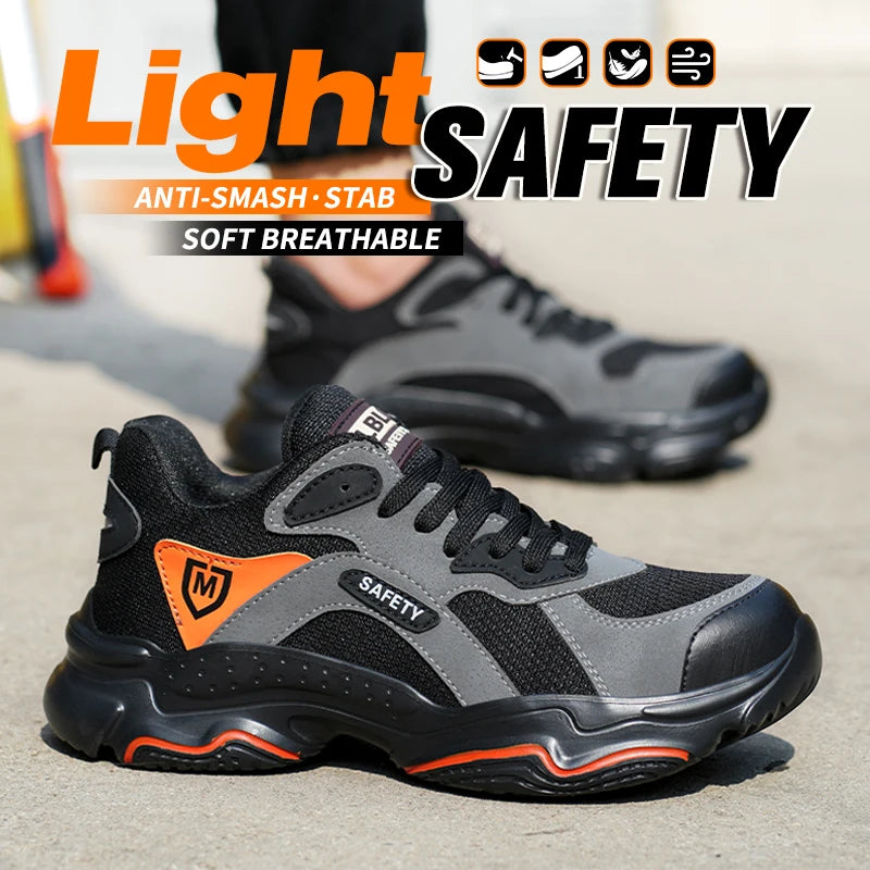 Work Sneakers for Men Safety Shoes Anti-smash Anti puncture Indestructible Shoes Breathable comfort Steel Toe Protection Shoes