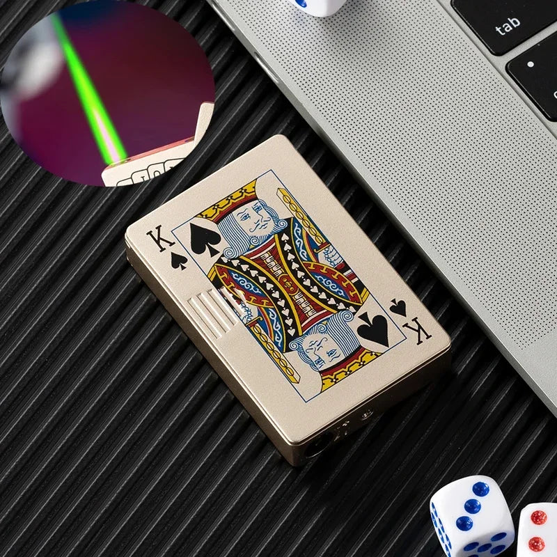 Creative Poker Ace of Spades Lighter Butane Windproof Straight Metal Lighter Men's Fun Toy Cigarette Lighter