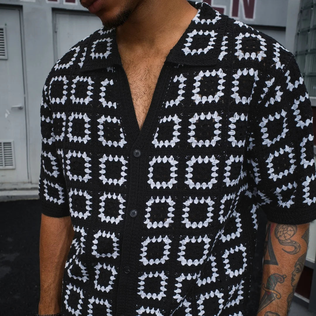 Men's Short Sleeves Summer Knitted Printing Fashion Short-Sleeved Breathable Casual Slim Soft Loose Tops Men US Size