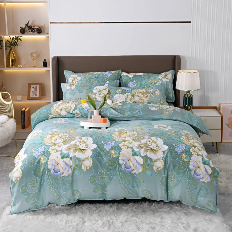 Single Pastoral Style Printed Comforter Cover 1 Pcs Skin Friendly Washed Cotton Quilt Cover Queen King Bedding for Four Seasons