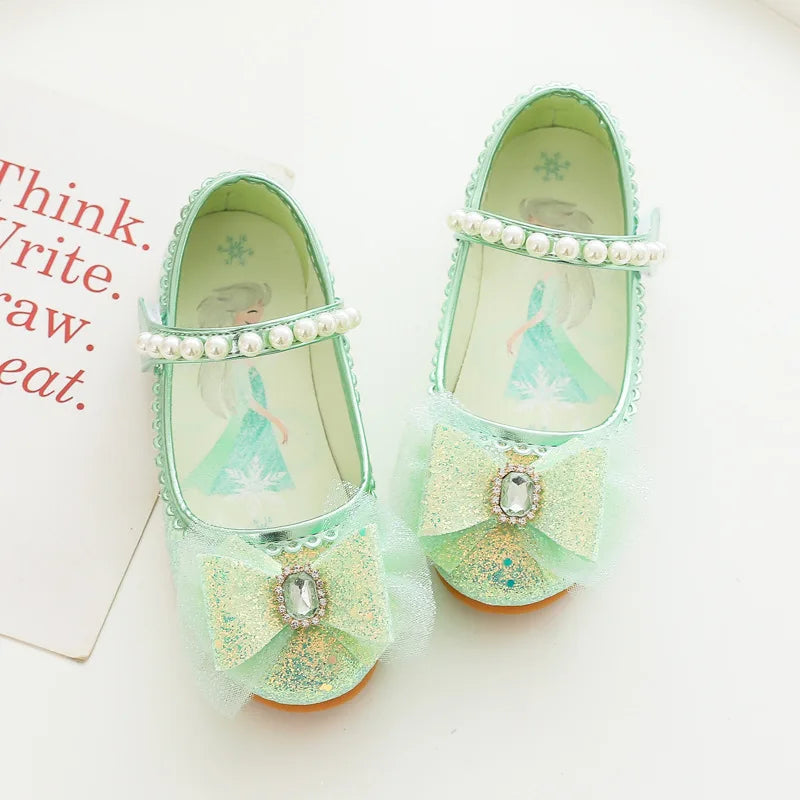 Baby Girl's Princess Shoes Leisure Candy Color Bowtie Kids Ballet Flats Toddler Light Rhinestone Pearl Autumn Children Flat Shoe