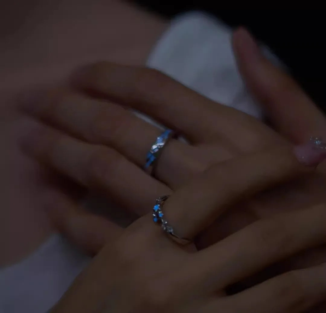 Sweet Couple Night Glowing Star Style Unique Design Premium Feel Adjustable Rings Simple Opening Luminous Lovers Exquisite Ring