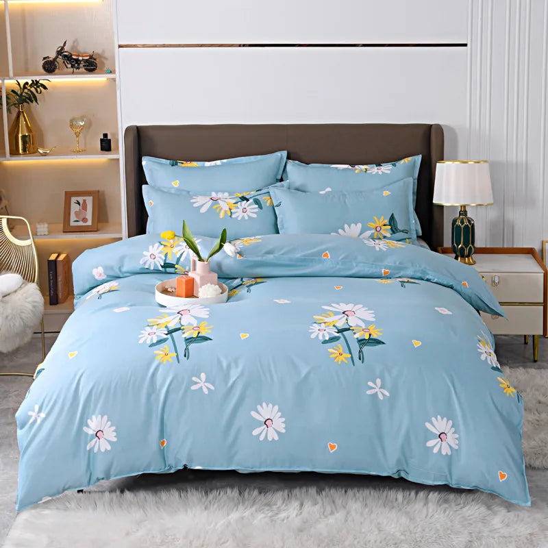 Single Pastoral Style Printed Comforter Cover 1 Pcs Skin Friendly Washed Cotton Quilt Cover Queen King Bedding for Four Seasons